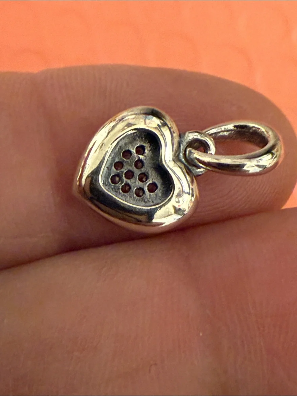 Pandora Silver Heart Charm Pendant with Pavé CZ Center